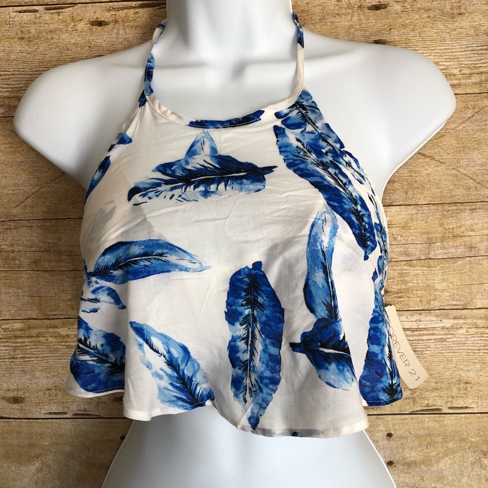NEW forever 21 feather flounce crop top